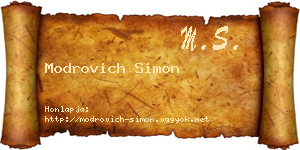 Modrovich Simon névjegykártya